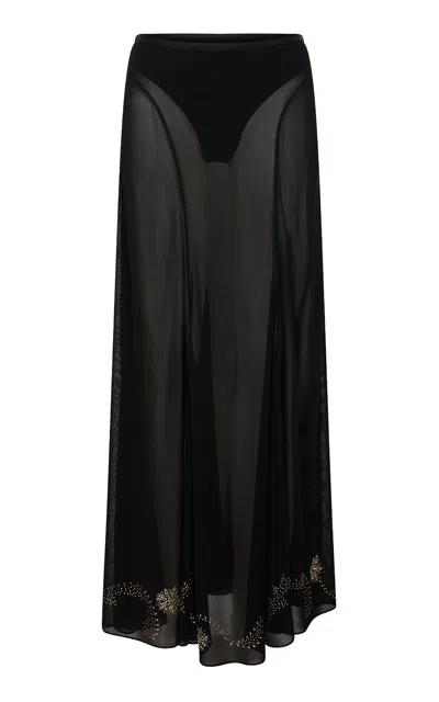 RABANNE EMBELLISHED MESH MAXI SKIRT