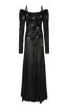 Rabanne Embellished Mesh Off-the-shoulder Maxi Dress In Black