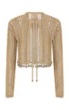 Rabanne Embellished Metallic Knit Cardigan In Gold