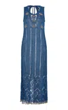 Rabanne Embellished Metallic Knit Midi Dress In Blue