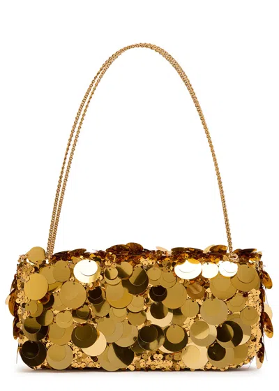 Rabanne Embellished Metallic Leather Shoulder Bag In Gold