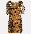 Rabanne Iconic Sparkle Discs Mini Dress In Gold