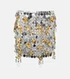 Rabanne Round & Star Sequined Mesh Mini Skirt In Metallic