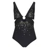 Shop Rabanne Embellished One Piece Swimsuit In Black