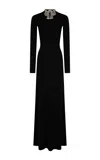 Rabanne Embellished Open-back Knitted Gown In Black