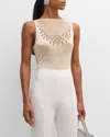 RABANNE EMBELLISHED OPEN-KNIT TANK TOP