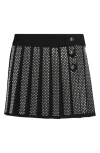 Rabanne Embellished Pleated Wool Grain De Poudre Miniskirt