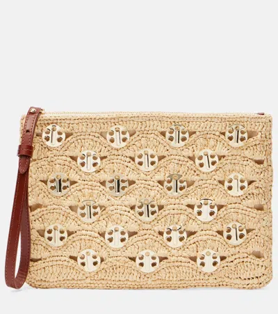 Rabanne Embellished Raffia Clutch