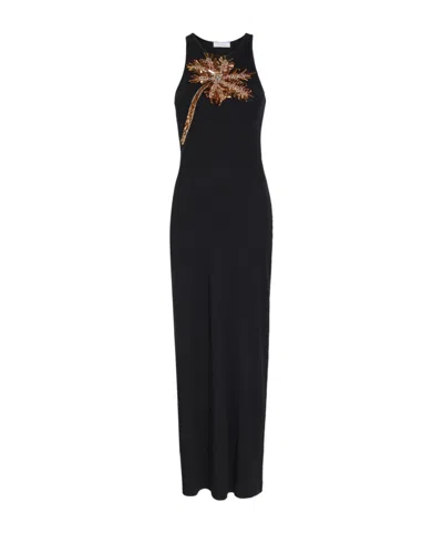 Rabanne Embellished Ribbed Stretch-cotton Midi Dress In Black
