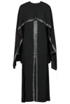Rabanne Womens Black Embellished-trim Draped-panel Woven Midi Dress In Black