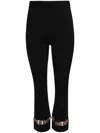 Rabanne Womens Black Plaque-embellished Flared-leg High-rise Wool-blend Knit Trousers In Black