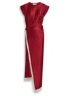 Rabanne Womens Ruby Red Draped Fringed Stretch-jersey Maxi Dress In Burgundy