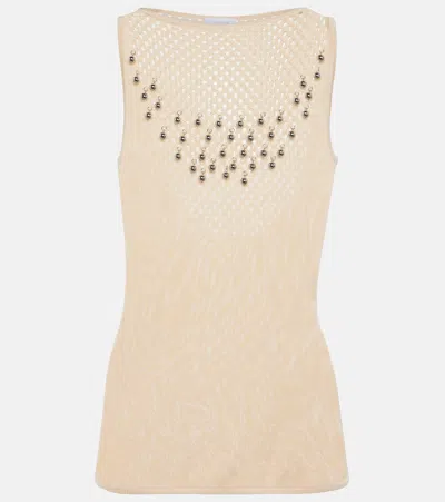 Rabanne Embellished Tank Top In Beige