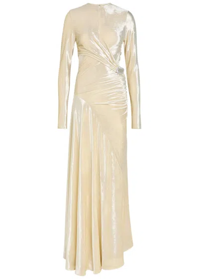 Rabanne Embellished Velour Gown In Neutral