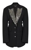 Rabanne Embellished Wool Blazer In Black