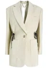 Rabanne Embellished Wool-blend Blazer In Grey