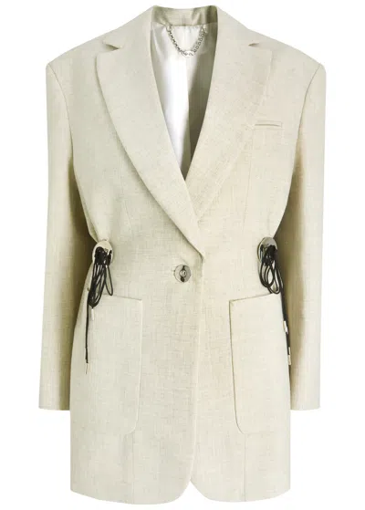 Rabanne Embellished Wool-blend Blazer In Grey