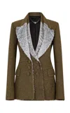Rabanne Embellished Wool-blend Blazer In Neutral