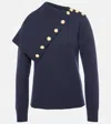 Rabanne Embellished Merino Wool Turtleneck Sweater In Navy