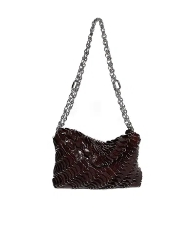 Rabanne Embossed Chain-linked Shoulder Bag In Brown