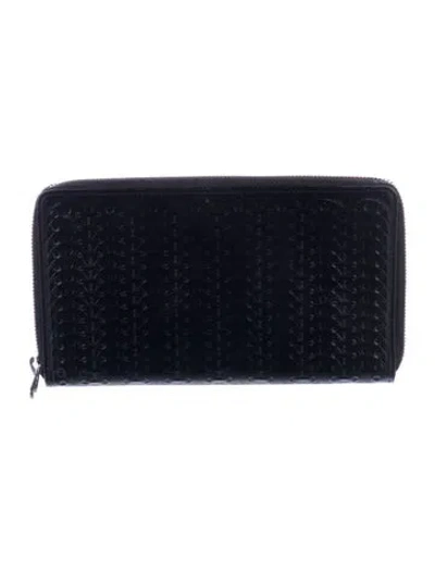 Pre-owned Rabanne Embossed Leather Patterned Continental Wallet In Black