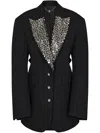 Rabanne Embroidered Wool Blazer In Black In Black
