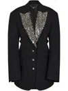 Rabanne Embroidered Wool Blazer In Black In Black