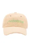 Rabanne Embroidered Cotton Baseball Cap In Neutral