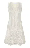 Rabanne Embroidered Cotton-blend Mini Dress In Off-white