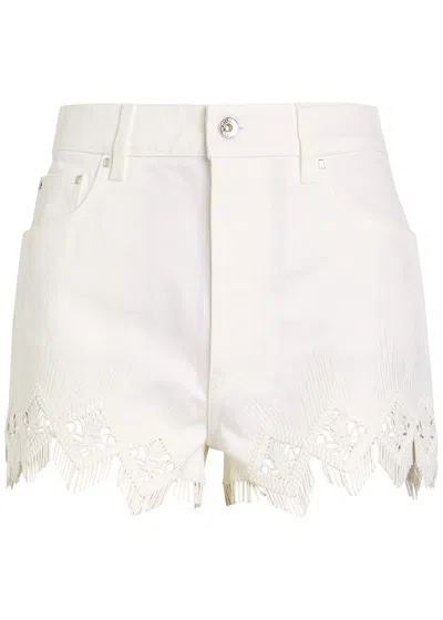Rabanne Embroidered Denim Shorts In White