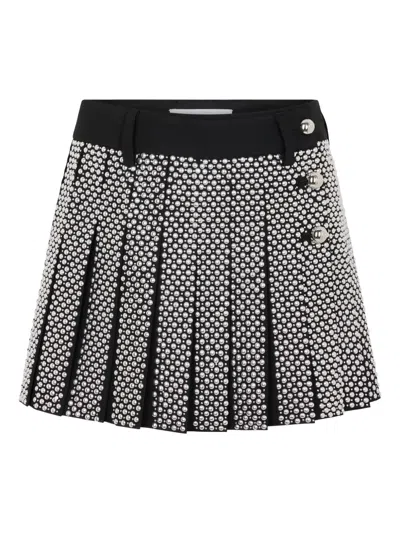 RABANNE EMBROIDERED GRAIN DE POUDRE MINI SKIRT