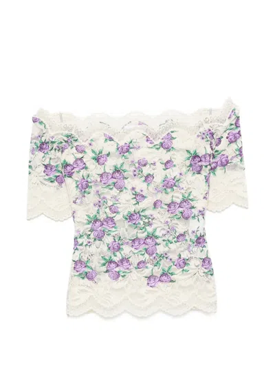 Rabanne Embroidered Lace-trim Top In Multi