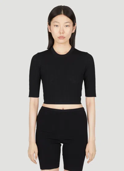 Rabanne Black Cotton Cropped T-shirt With Piercing