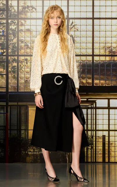 Rabanne Embroidered Long-sleeve Blouse In Neutral
