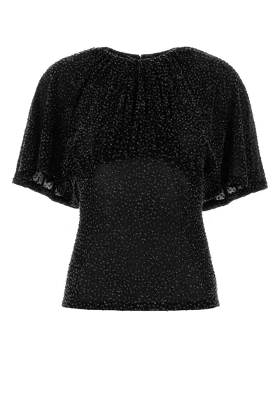 Rabanne Embroidered Stretch Viscose-blend Top In Black