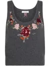Rabanne Embroidered Wool-cashmere Top In Grey