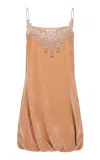 Rabanne Embroidered Velvet Mini Dress In Light Pink