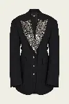 Rabanne Embroidered Wool Blazer In Black