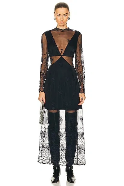 Rabanne Embroidery Maxi Dress In Midnight