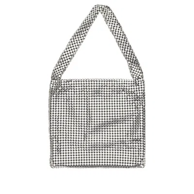 Rabanne Etal Mesh Pixel Bag In Silver
