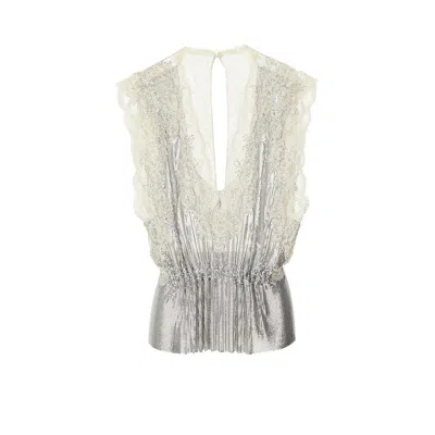 RABANNE ETAL MESH TOP WITH LACE DETAILS
