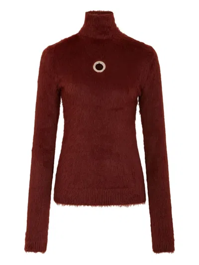 Rabanne Eyelet-detail Long-sleeves Sweater In Red