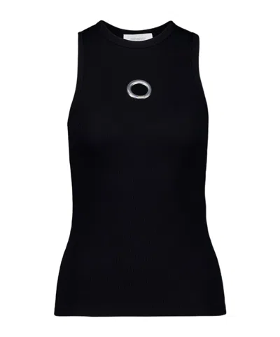 Rabanne Eyelet-detail Ribbed Tank Top In Black