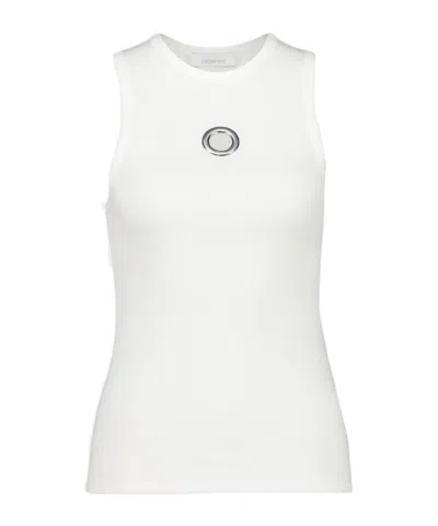 Rabanne Eyelet-detail Ribbed Tank Top In White