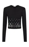 Rabanne Embellished Solid Jersey Second Skin Top In Black