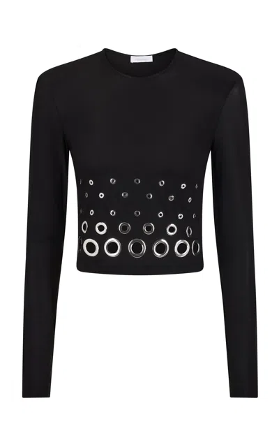 RABANNE EYELET-DETAILED CROP TOP