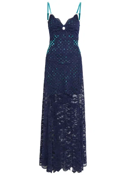 Rabanne Lace Maxi Dress In Blue