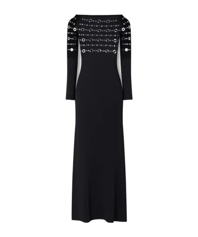 Rabanne Eyelet-embellished Jersey Midi Dress In Black