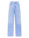 Rabanne Wide Leg High Waist Trousers In Blue