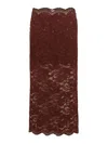 Rabanne Floral Lace Brown Midi Skirt With Scalloped Hem In Brown